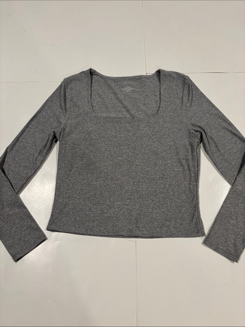 Sincerely Jules women’s gray square neck long sleeve top size large